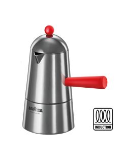 Caffettiera Carmencita Pop in alluminio con manico e pomolo rosso
