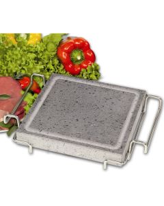 Piastra lavica Convivio con stand in acciaio inox cm 21x21