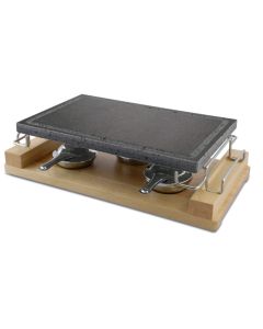 Piastra lavica Convivio Maxi con stand in acciaio inox cm 23x37 e vassoio in legno - Set 8 pz